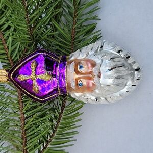 Father Christmas Purple and White Ornament